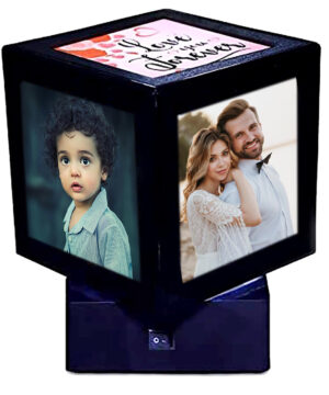 LED Rotating Lamp MDF Photo Frame Night Lamp Personalized Print Photo Frame Gifts for Birthday, Anniversary etc for Wife Girlfriend Mother Daughter Boyfriend Husband Parents etc.