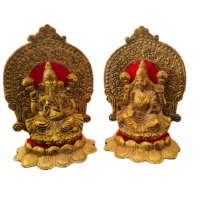 Lord Laxmi Ganesha Statue Sitting on Lotus Flower and Giving Blessing Idols for Home Decor - Image 2