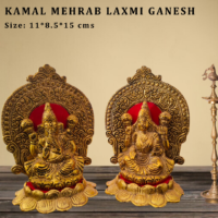 Lord Laxmi Ganesha Statue Sitting on Lotus Flower and Giving Blessing Idols for Home Decor - Image 3