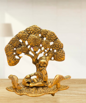 Metal Laddu Gopal Murti Under Tree Bal Gopal Idol 12 X 9 cm Gold) Decorative Showpiece