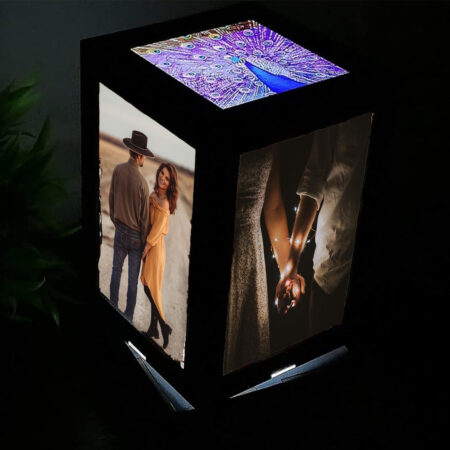 LED Rotating Lamp MDF Photo Frame Night Lamp Personalized Print Photo Frame Gifts for Birthday, Anniversary etc for Wife Girlfriend Mother Daughter Boyfriend Husband Parents etc.