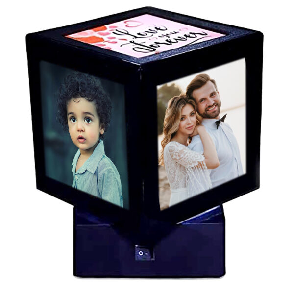 LED Rotating Lamp MDF Photo Frame Night Lamp Personalized Print Photo Frame Gifts for Birthday, Anniversary etc for Wife Girlfriend Mother Daughter Boyfriend Husband Parents etc.