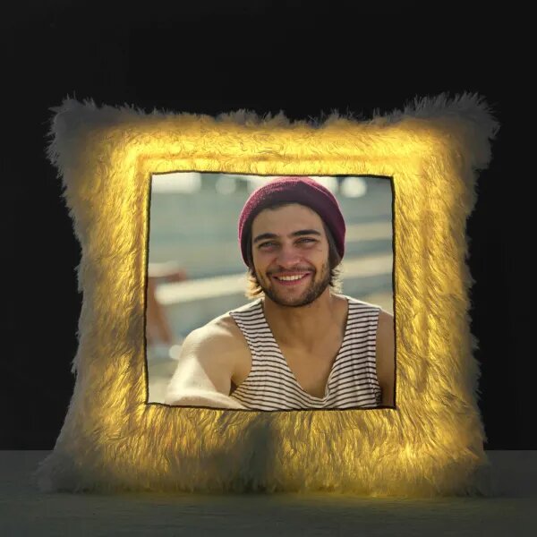 Led Cushion Pillow with Photo -16x16 Inch (Square)