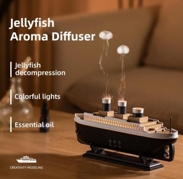 Titanic Ship Humidifier, Cool Mist Aroma Diffuser, LED Lights, Decorative Cruise Ship Design