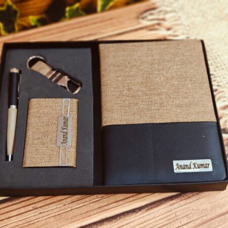 Combo Personalized Jute Diary & Gift 4 in 1 Set