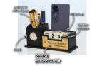 Personalized Pen Stand with Name, Table Watch, Table Calendar – Custom Gift for Teachers, Doctors, Employees