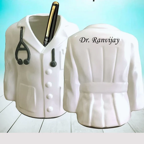 Doctor Coat Pen Stand For Doctors, Surgeons, Medico, Dr. & Medical Aspirants.  (White)