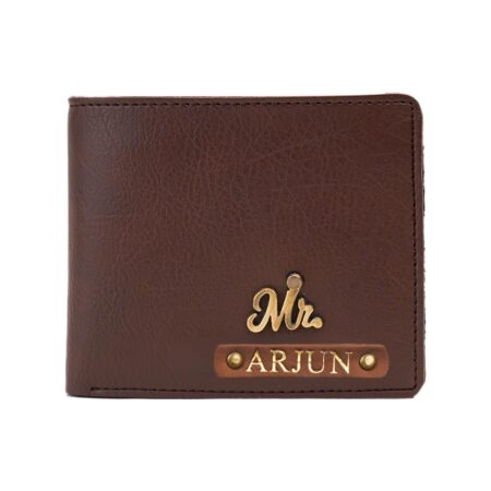 Customized Wallet with Name & Charm - Brown