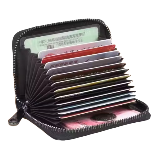 Pocket-Sized Stitched PU Leather Card Holder Wallet for Men & Women – Credit, Debit & Business Cards