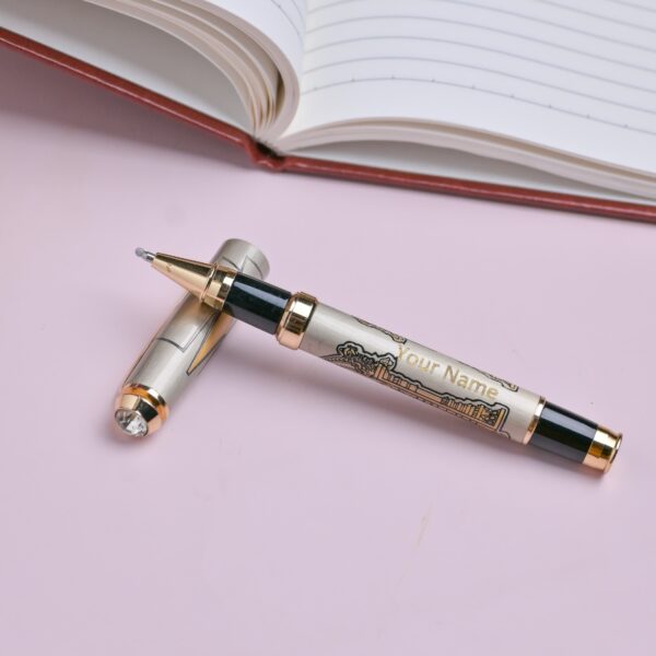 Luxury Roller Ball Pen Embossed Esthetic Lord Venkateshwara with Golden Clip Tirupati Balaji Pen, Gift Set for Men & Women With High End Gift Box.