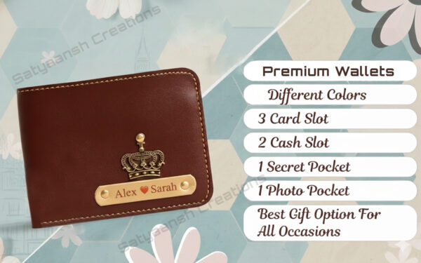 Customized Wallet with Name & Charm - Brown