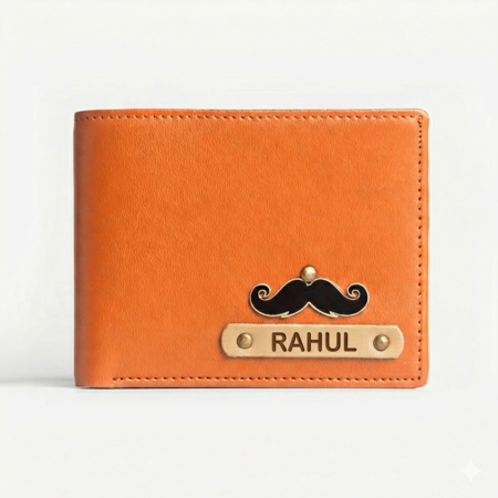 Customized Wallet with Name & Charm - tan Brown