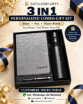 Personalized 3-in-1 Executive Gift Set | Custom Name Diary, Pen & Water Bottle